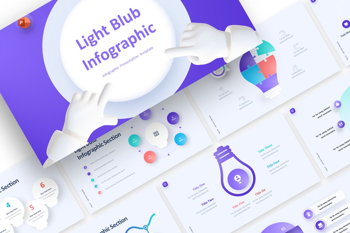 Template PowerPoint Infografis Lampu yang Menarik