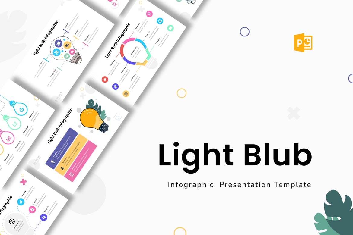 Template PowerPoint Infografis Lampu yang Menarik