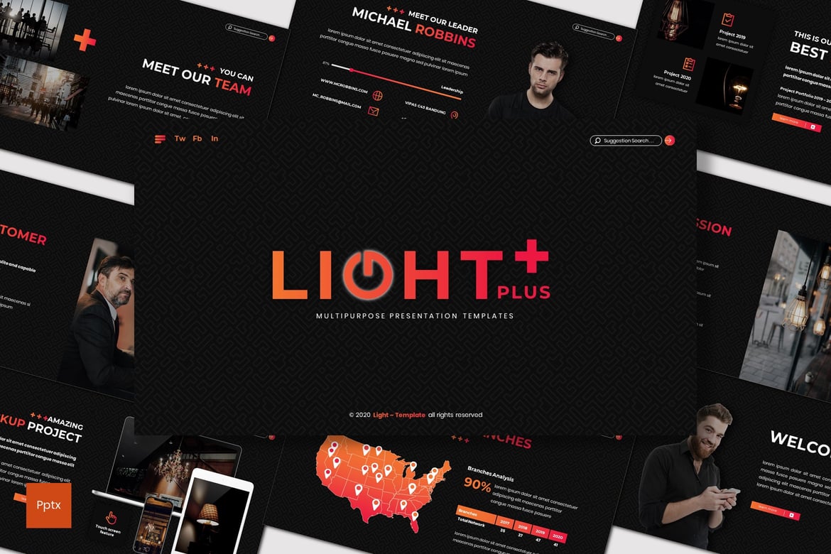 Template Presentasi PowerPoint Lightplus - Desain Minimalis dan Kreatif
