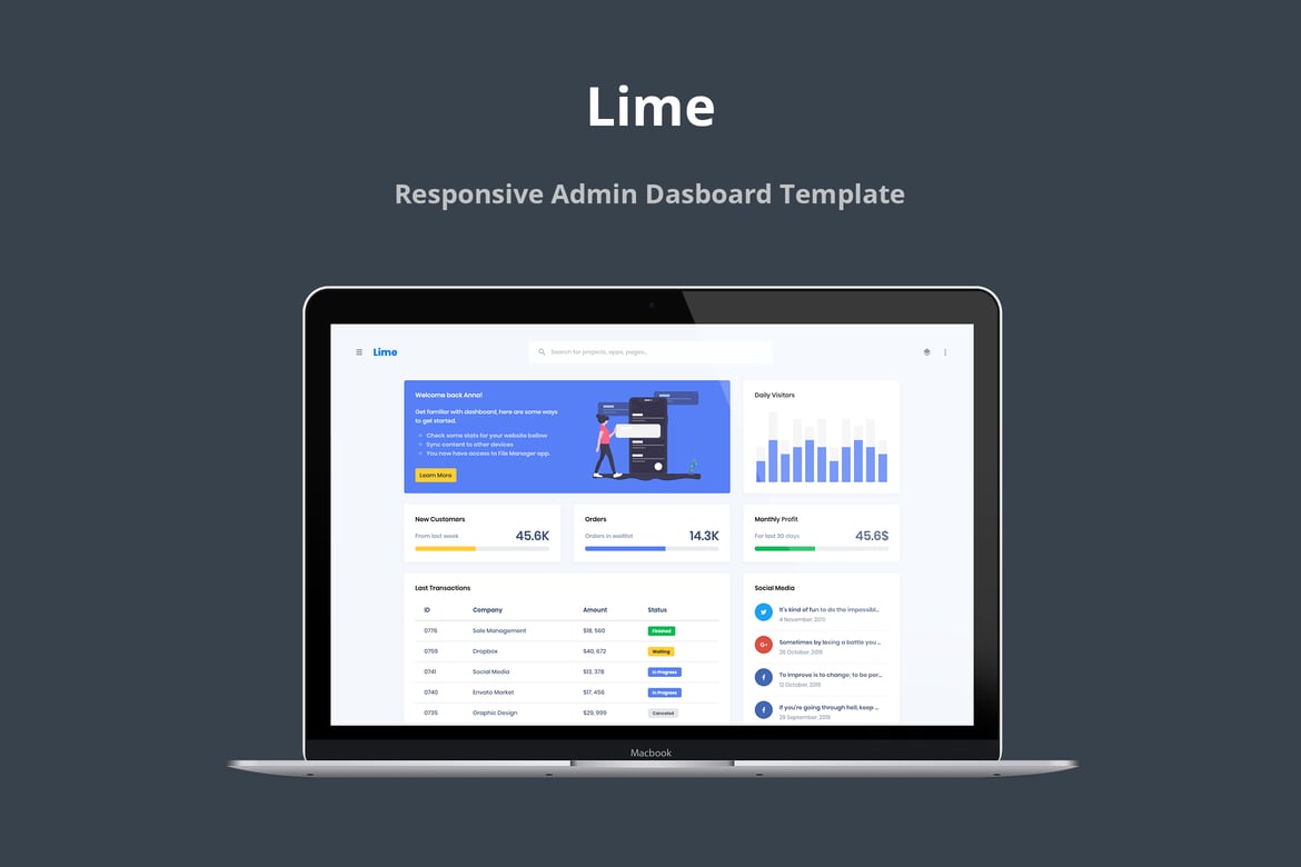 Template Admin Dashboard Responsif Lime yang Premium