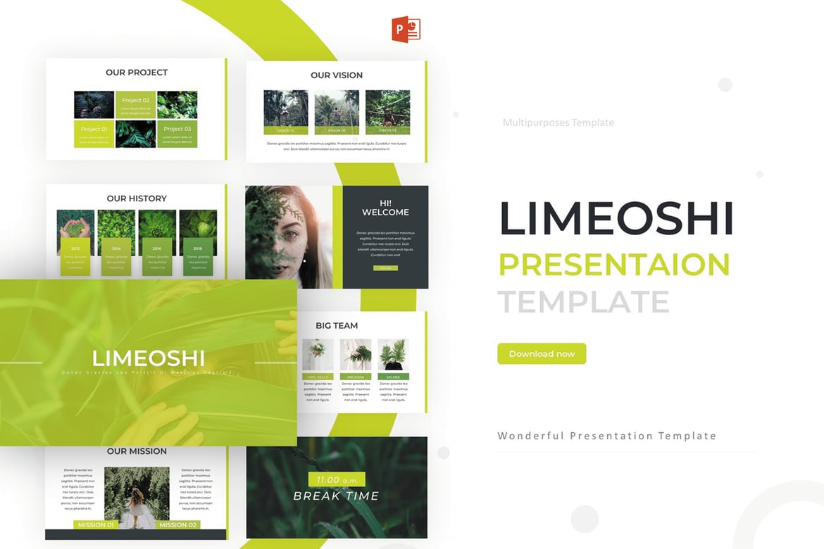 Template Powerpoint Limeoshi - Desain Kreatif dan Bersih untuk Presentasi Anda