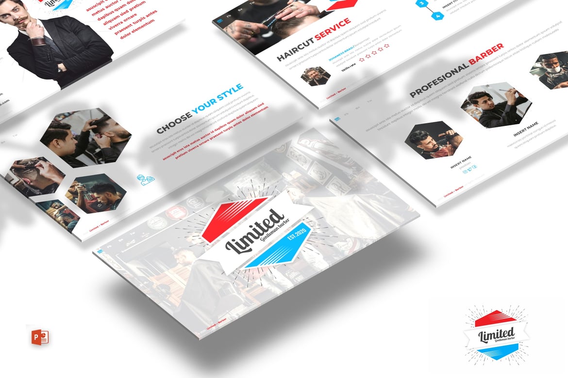 Template Presentasi PowerPoint Barber Shop Terbatas