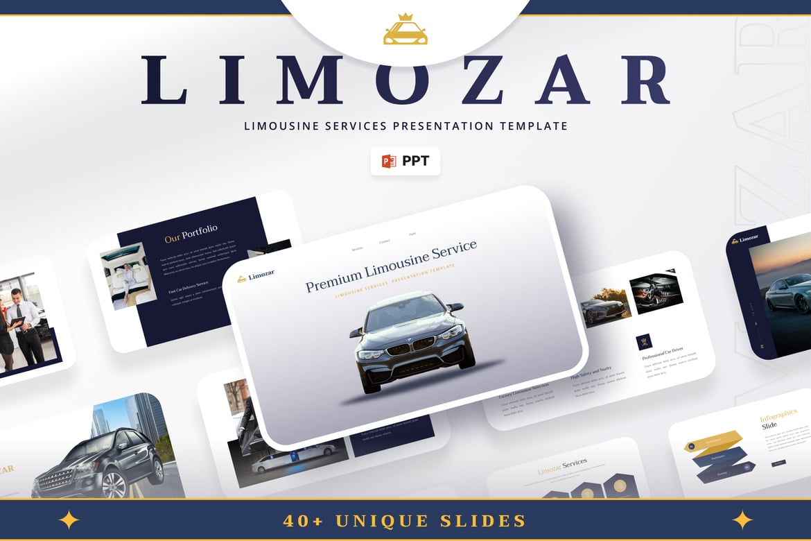 LIMOZAR - Template Powerpoint Layanan Limousine yang Modern dan Profesional