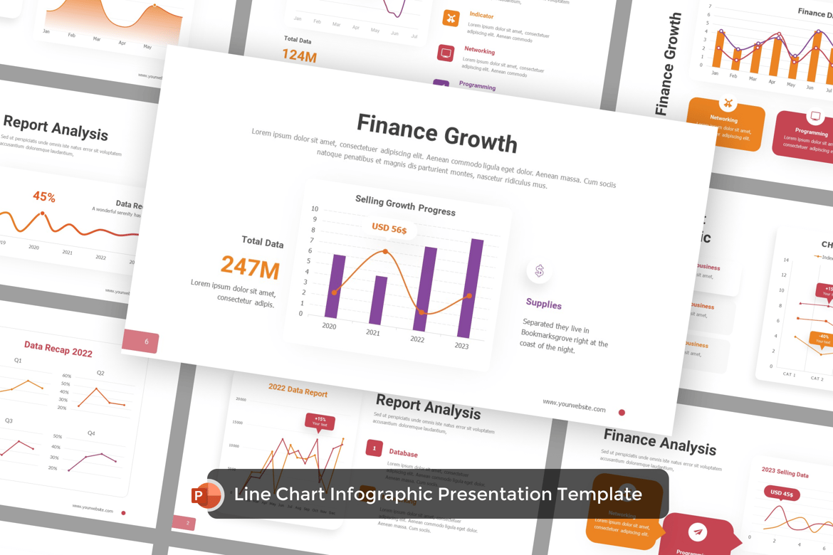 Template Presentasi PowerPoint Analisis Data Grafik Garis yang Menarik