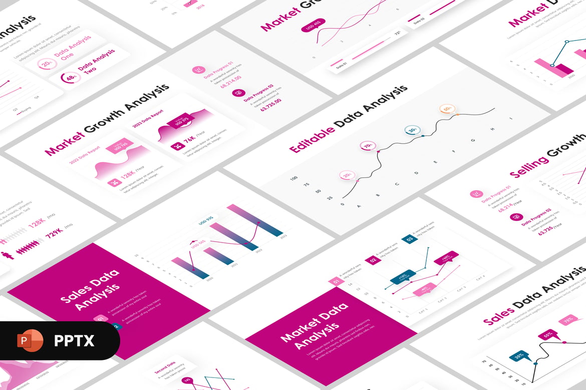 Template PowerPoint Grafik Garis Modern untuk Presentasi Menarik