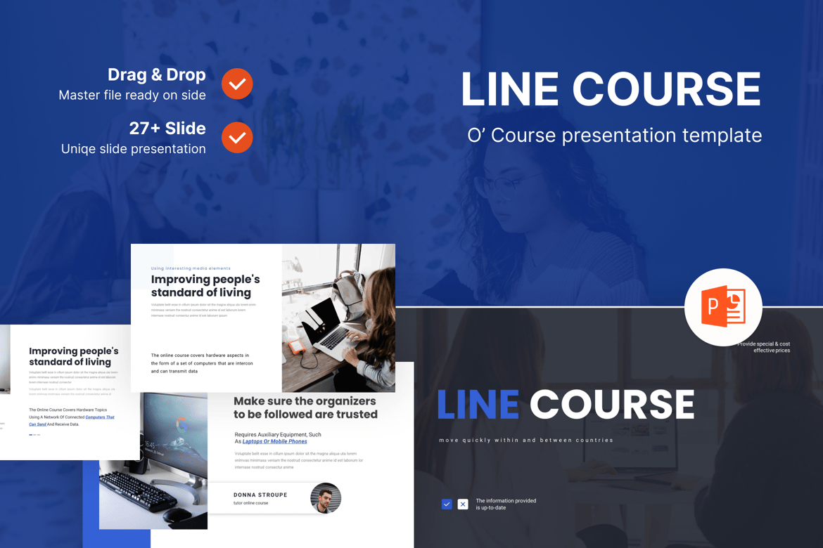 Template Powerpoint Line Course – Solusi Presentasi Edukasi Modern