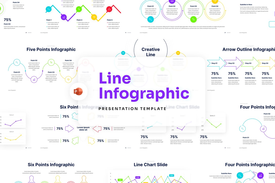 Template Presentasi Infografis Line yang Menarik dan Profesional