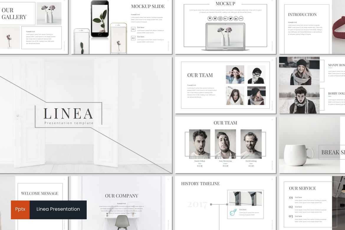 Template Presentasi PowerPoint Linea - Desain Minimalis dan Kreatif