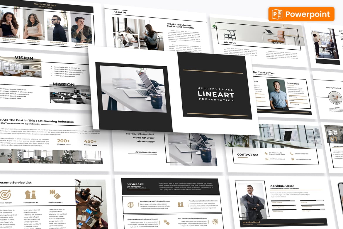 Template Presentasi PowerPoint Lineart - Serbaguna dan Modern