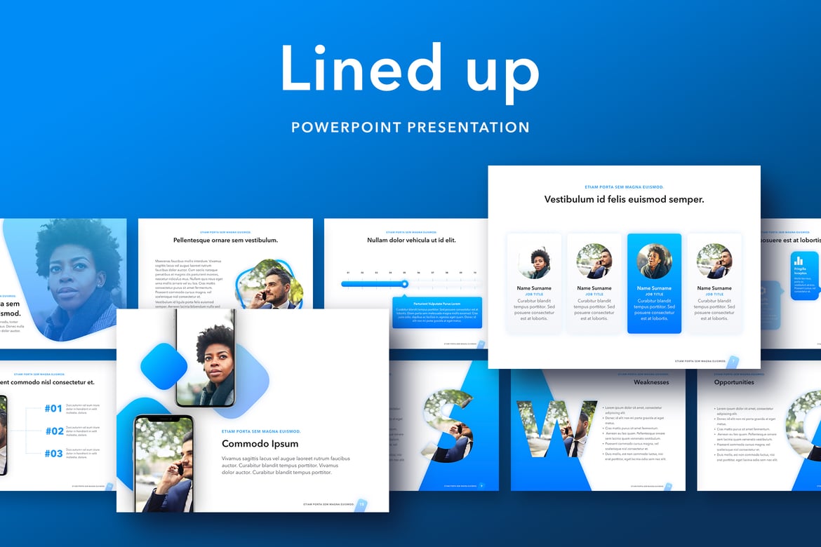 Template PowerPoint Lined Up yang Profesional dan Modern