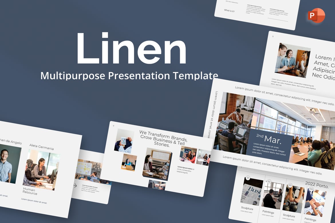 Template Presentasi PowerPoint Serbaguna Bergaya Linen