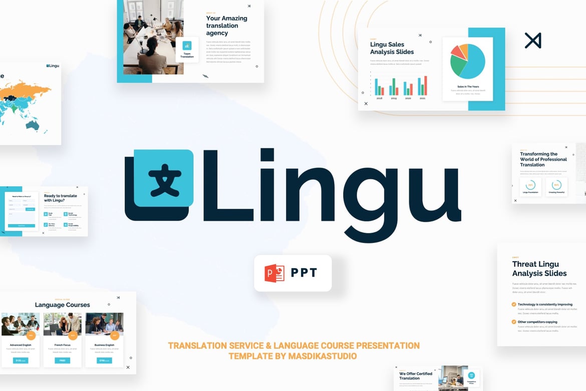 Template PowerPoint LINGU - Solusi Presentasi untuk Layanan Terjemahan dan Kursus Bahasa