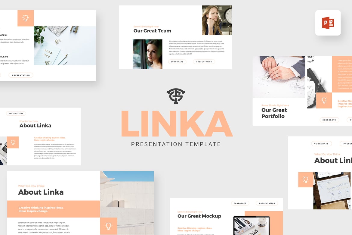 Template Presentasi PowerPoint Linka Corporate yang Kreatif dan Modern