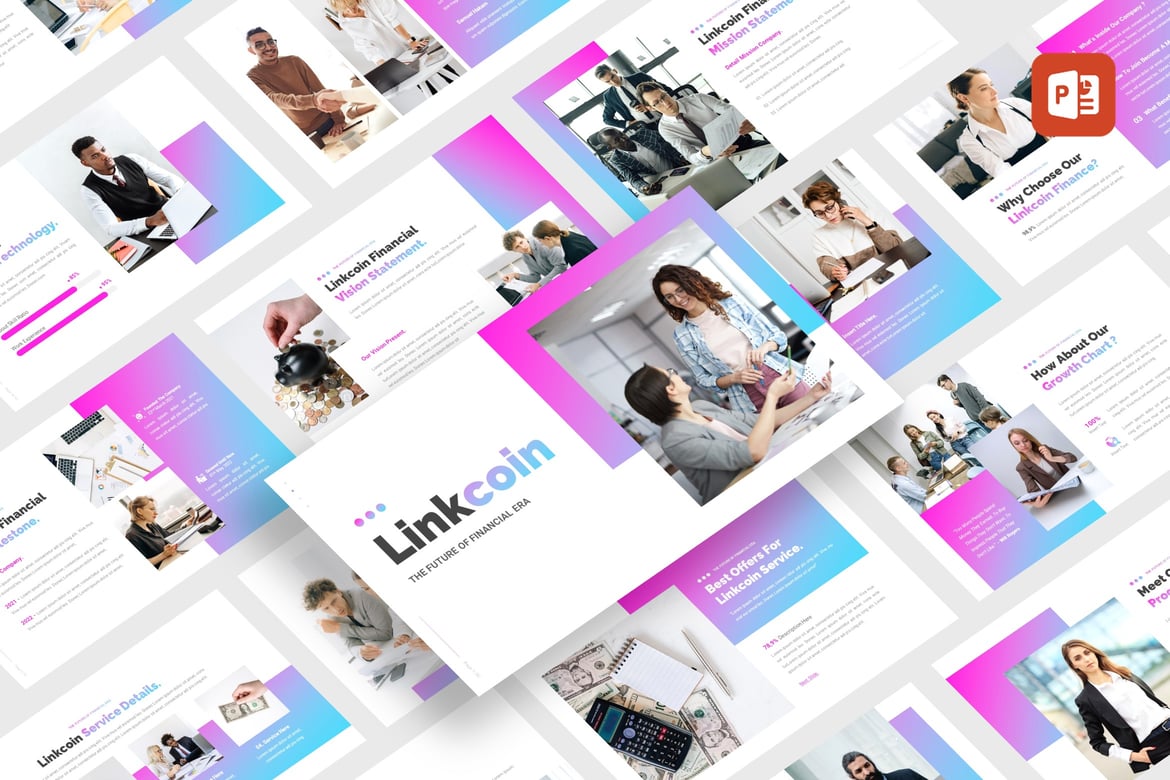 Template PowerPoint Linkcoin - Solusi Fintech yang Menarik