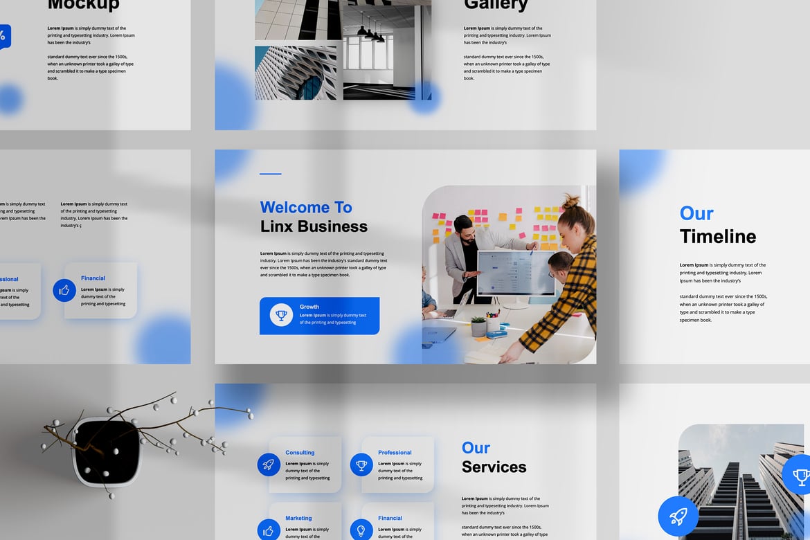 Template PowerPoint Bisnis Linx yang Modern dan Kreatif