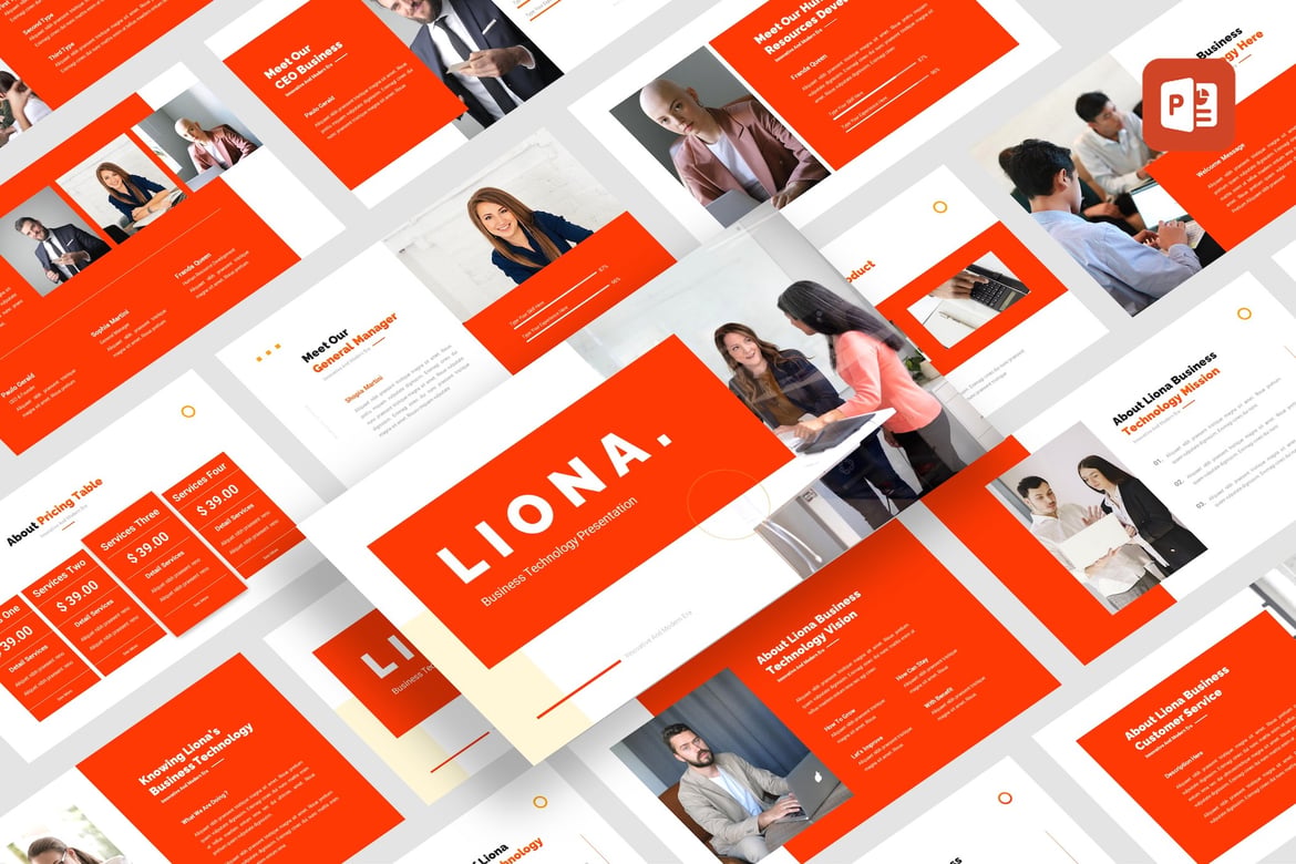 Liona - Template Presentasi Teknologi Bisnis yang Modern