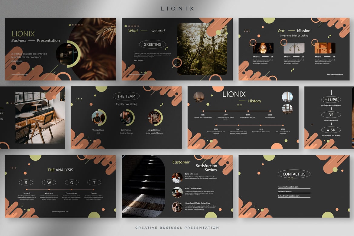 Lionix - Template Presentasi Bisnis Kreatif yang Menggugah