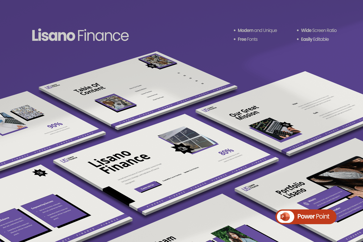 Template PowerPoint Lisano Finance yang Profesional dan Modern