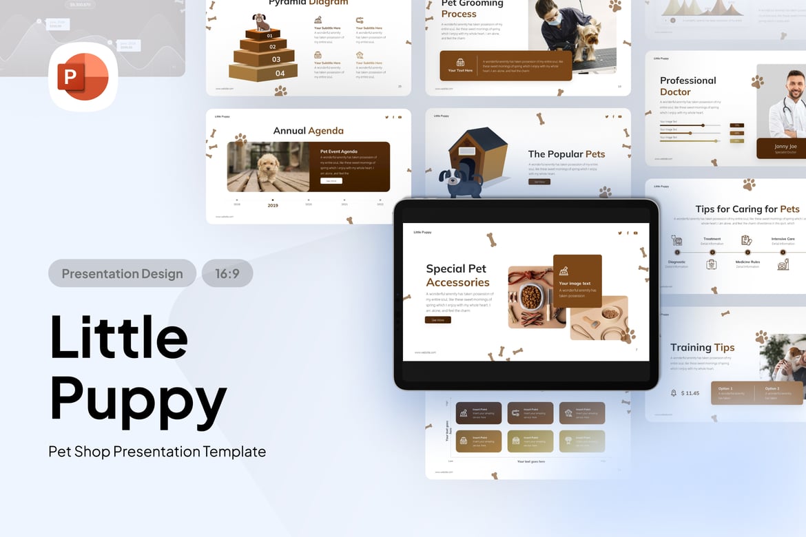 Template Presentasi Little Puppy Pet Shop - PowerPoint yang Menarik