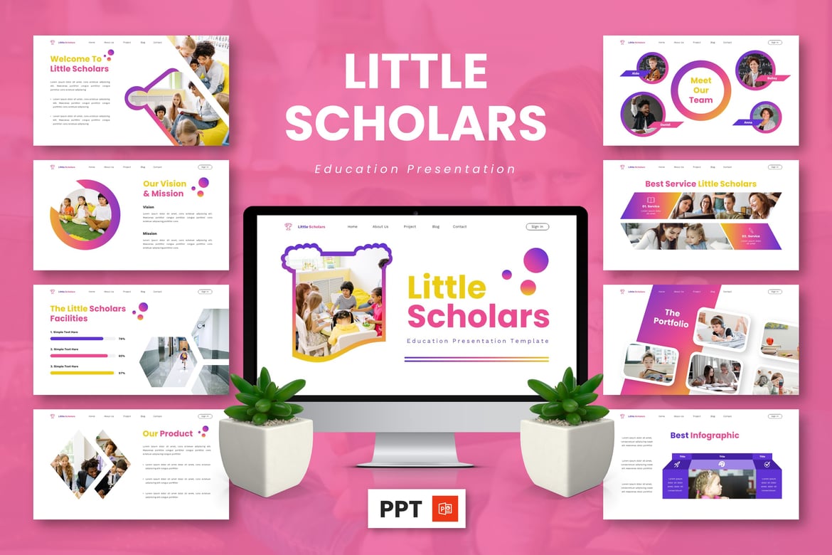 Template Presentasi Pendidikan Little Scholars yang Menarik