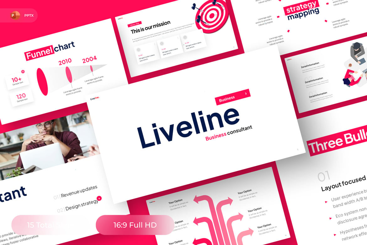 Template PowerPoint Bisnis Liveline yang Menarik dan Profesional