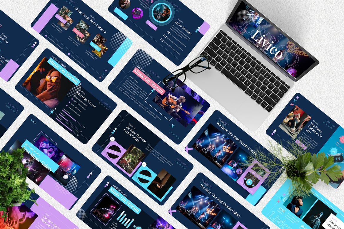 Template Presentasi Kreatif Musik Livico - Powerpoint yang Menarik