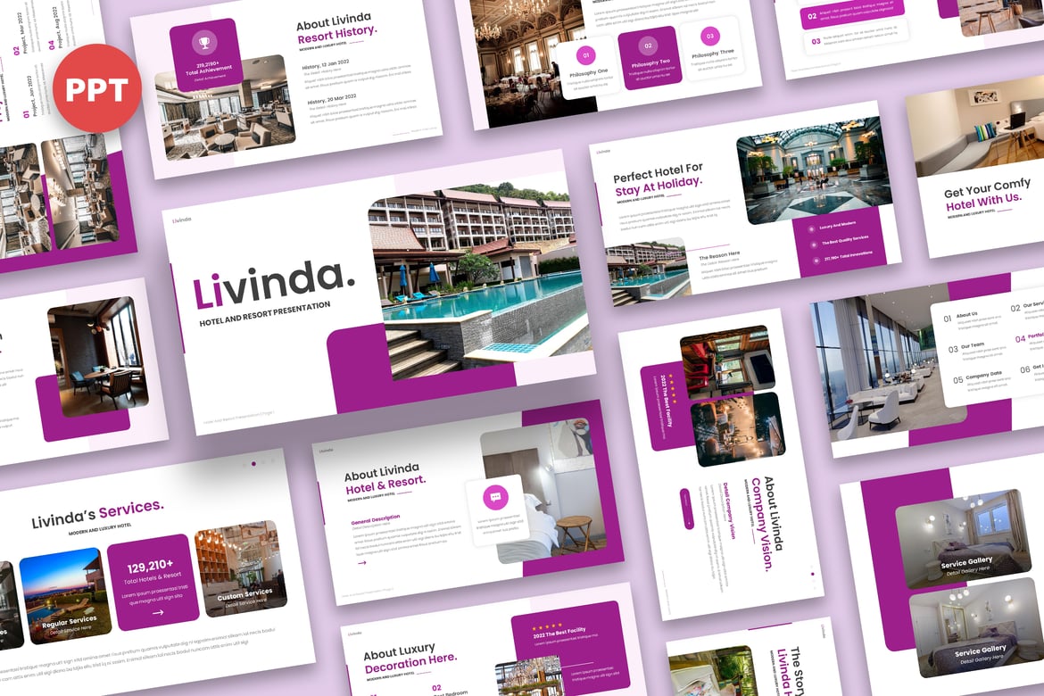 Template Presentasi PowerPoint Livinda untuk Hotel dan Resort