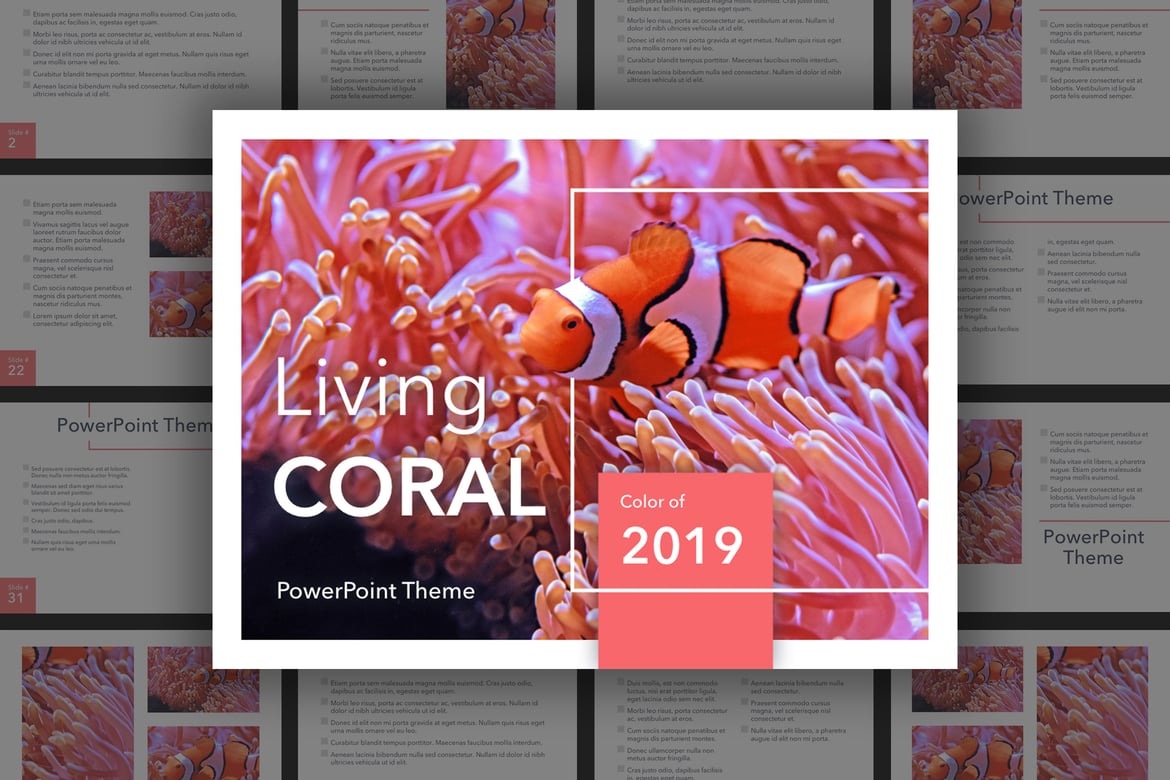 Template PowerPoint Living Coral yang Menawan