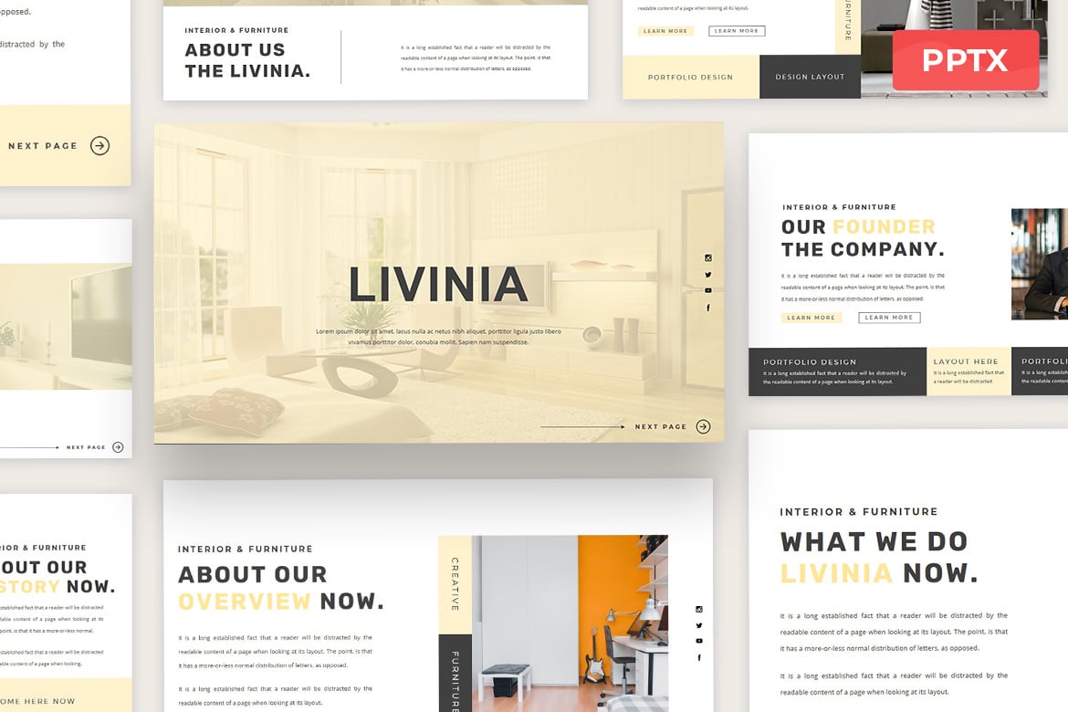Template Presentasi PowerPoint Livinia yang Modern dan Elegan