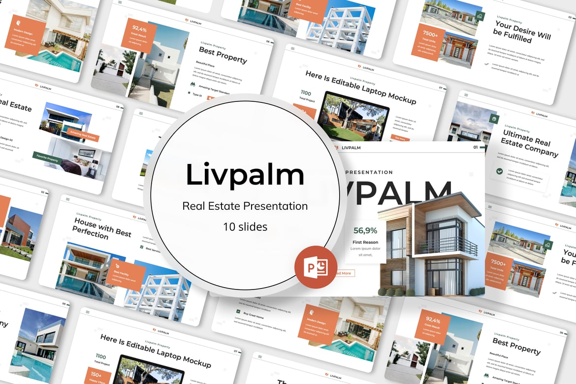 Template PowerPoint Real Estate Livpalm yang Menawan