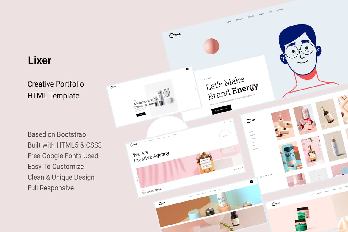 Lixer - Template Website Portofolio Kreatif yang Menawan