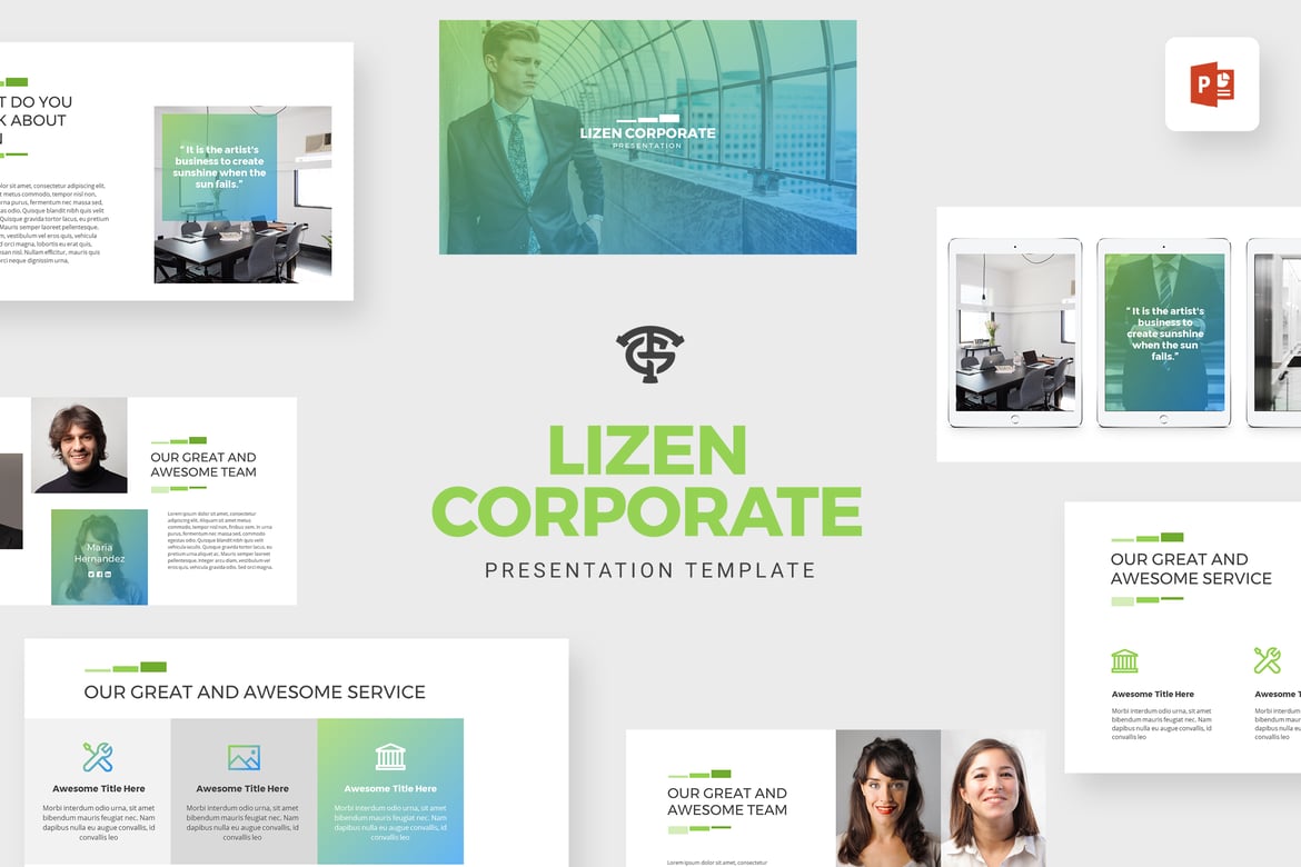Template Presentasi PowerPoint Lizen Corporate yang Kreatif dan Profesional