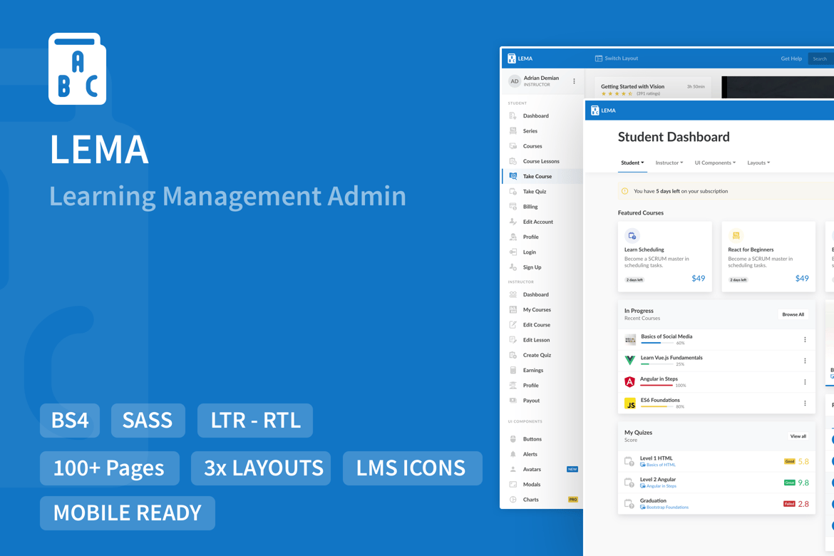 Template Dashboard LMS yang Menarik dan Fungsional