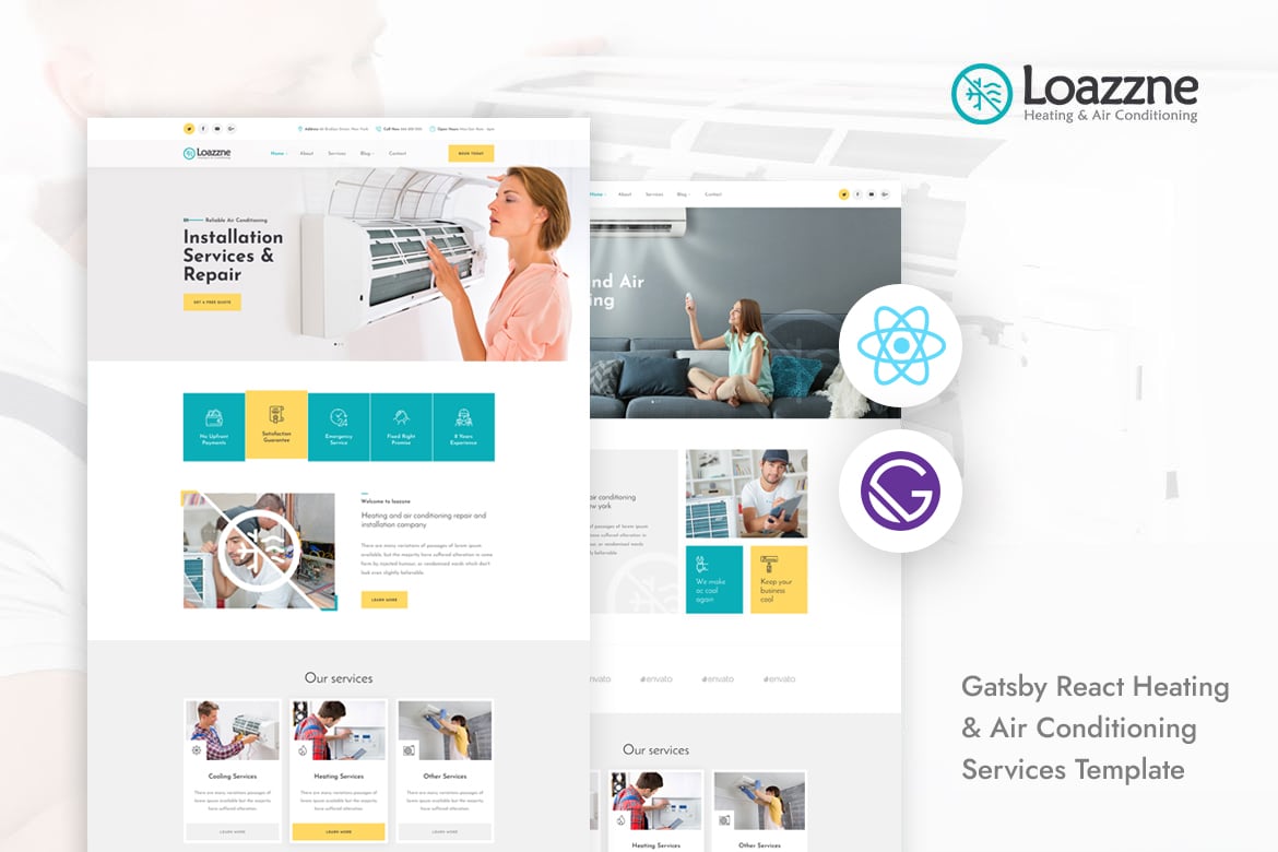 Loazzne - Template Website Gatsby React untuk Layanan AC & Pemanas