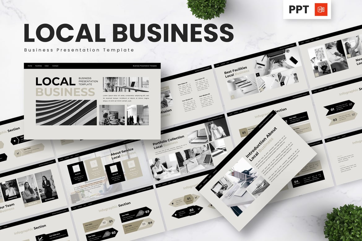 Template Presentasi PowerPoint Bisnis Lokal yang Menarik