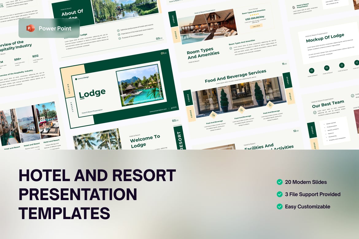 Template Powerpoint Presentasi Resort Hotel yang Menawan