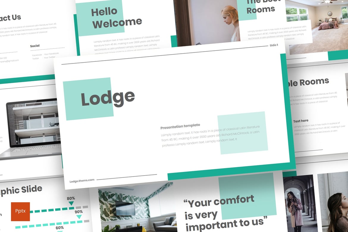 Template Presentasi PowerPoint Lodge yang Kreatif dan Minimalis