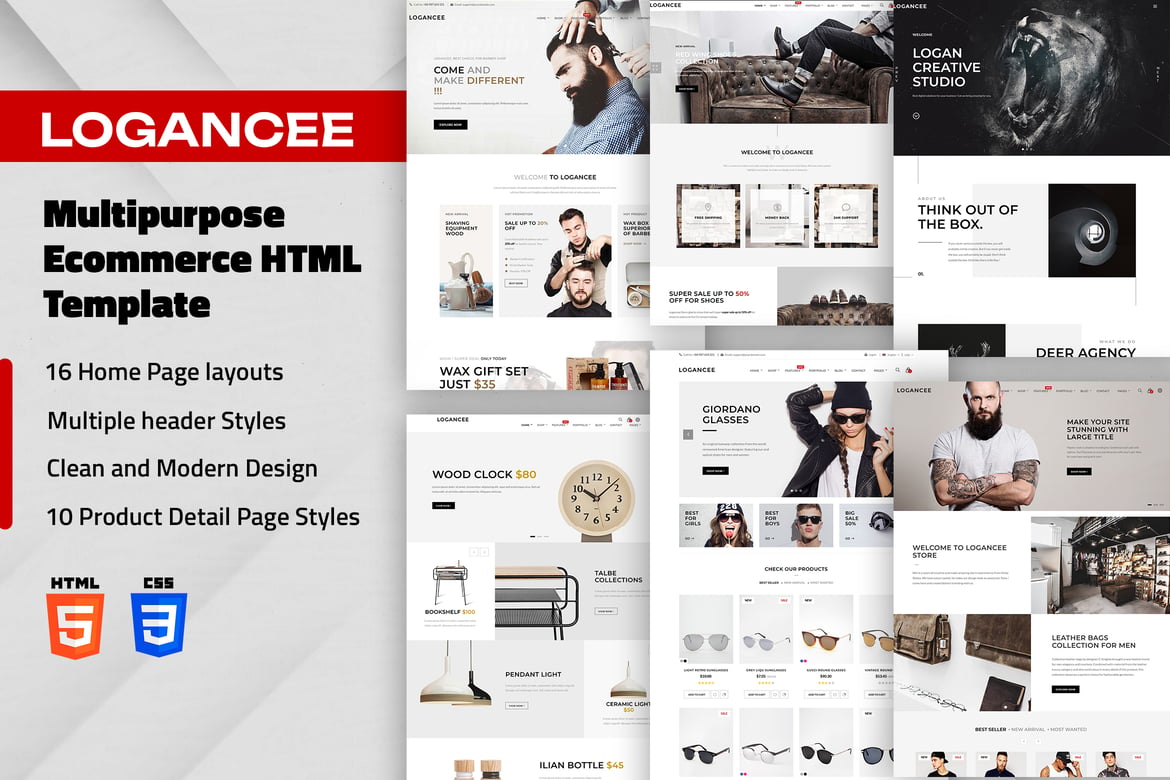Logancee – Template Website eCommerce Serbaguna yang Modern