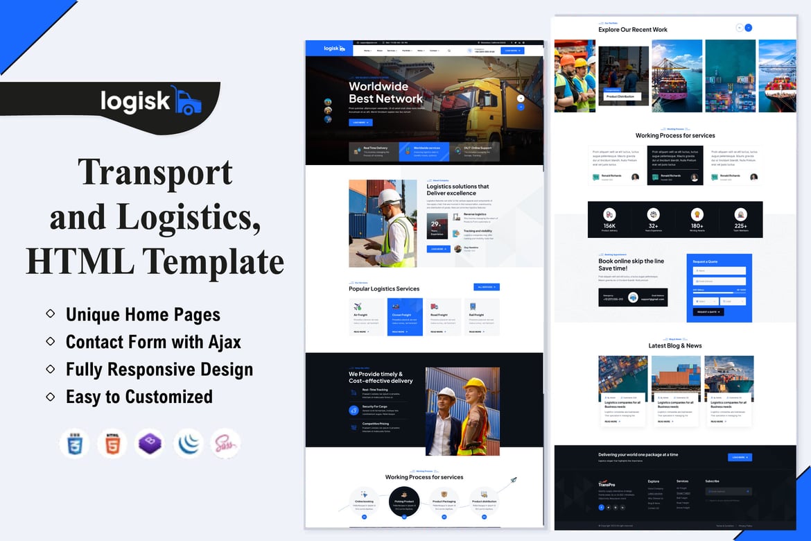 Logisk - Template Website Layanan Transportasi & Logistik Modern