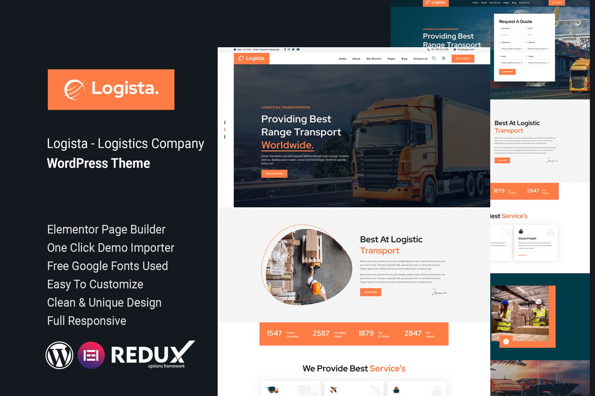 Logista - Tema WordPress untuk Perusahaan Logistik yang Modern dan Responsif