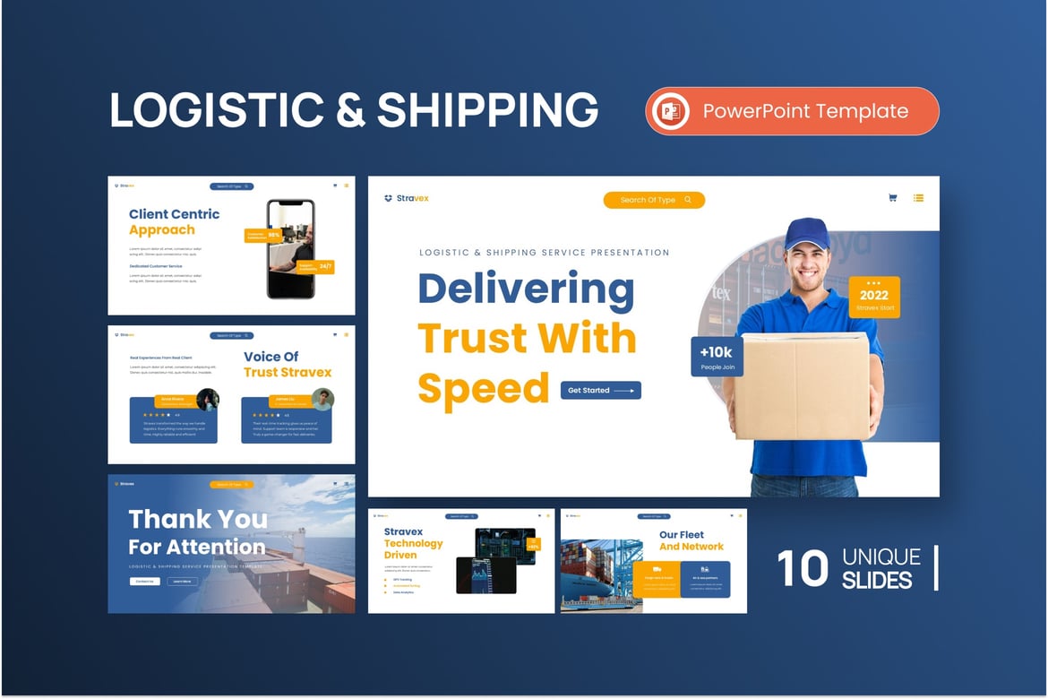 Template Presentasi PowerPoint Logistik & Pengiriman yang Menarik