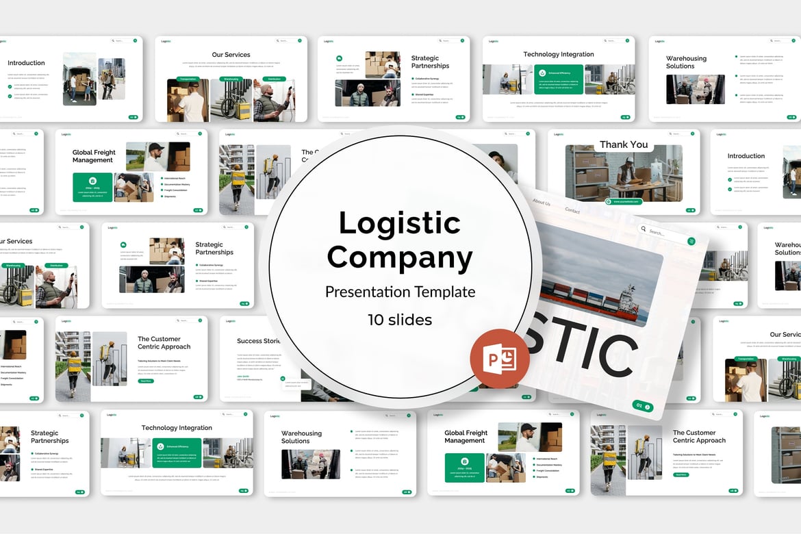 Template PowerPoint Perusahaan Logistik yang Menarik