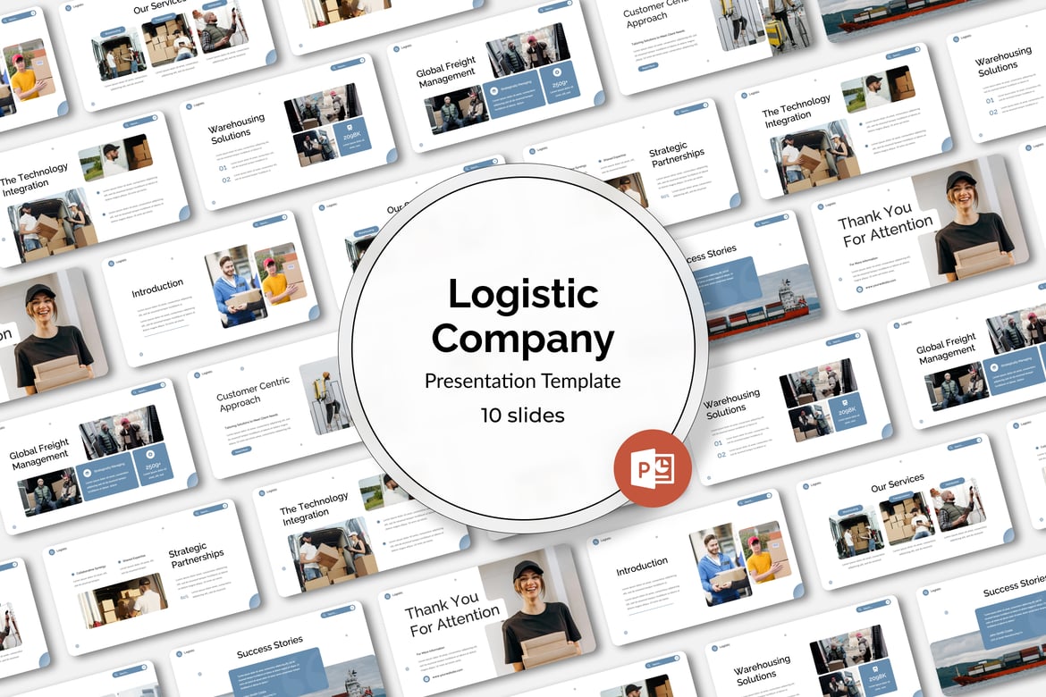 Template PowerPoint Perusahaan Logistik yang Menarik
