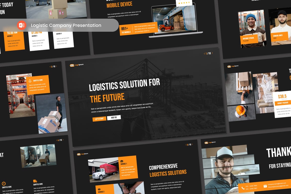 Template Presentasi PowerPoint Perusahaan Logistik yang Modern dan Profesional