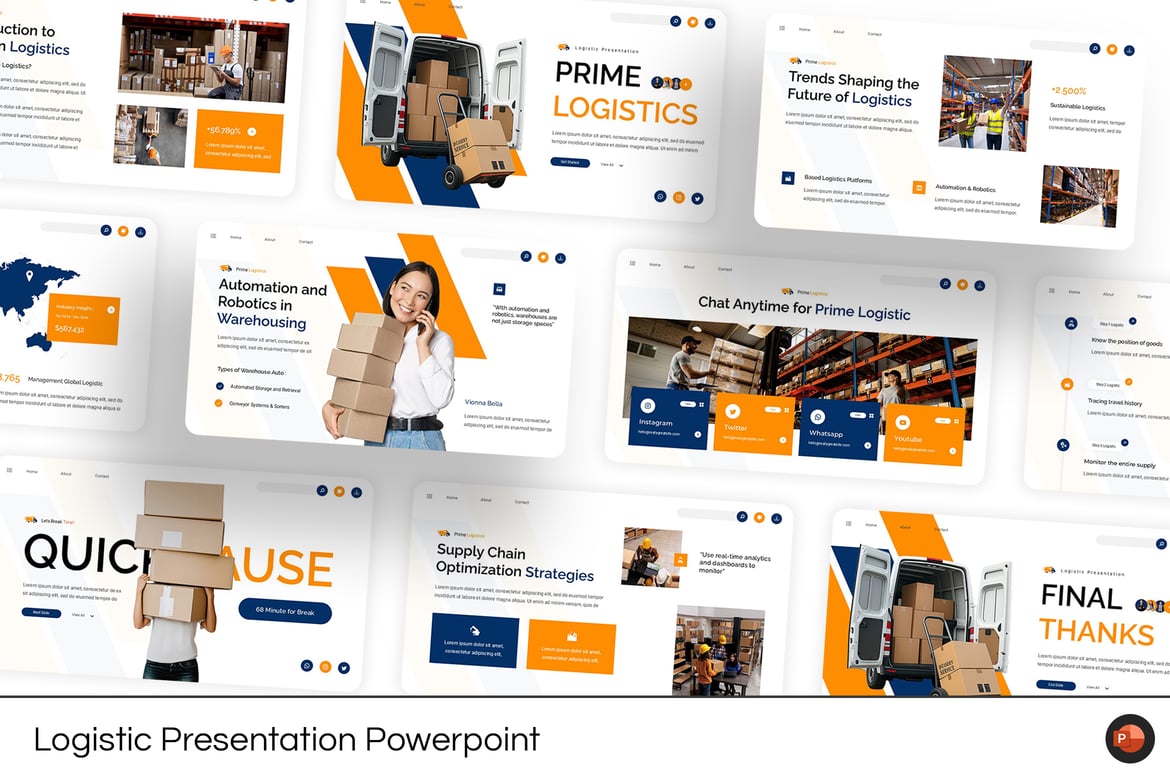 Template Powerpoint Presentasi Logistik Kreatif dan Fleksibel