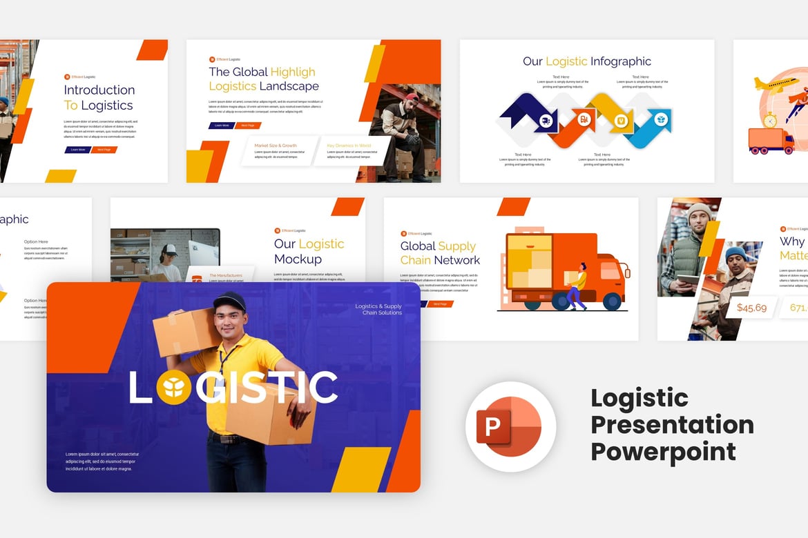 Template Powerpoint Logistik Kreatif untuk Presentasi Anda