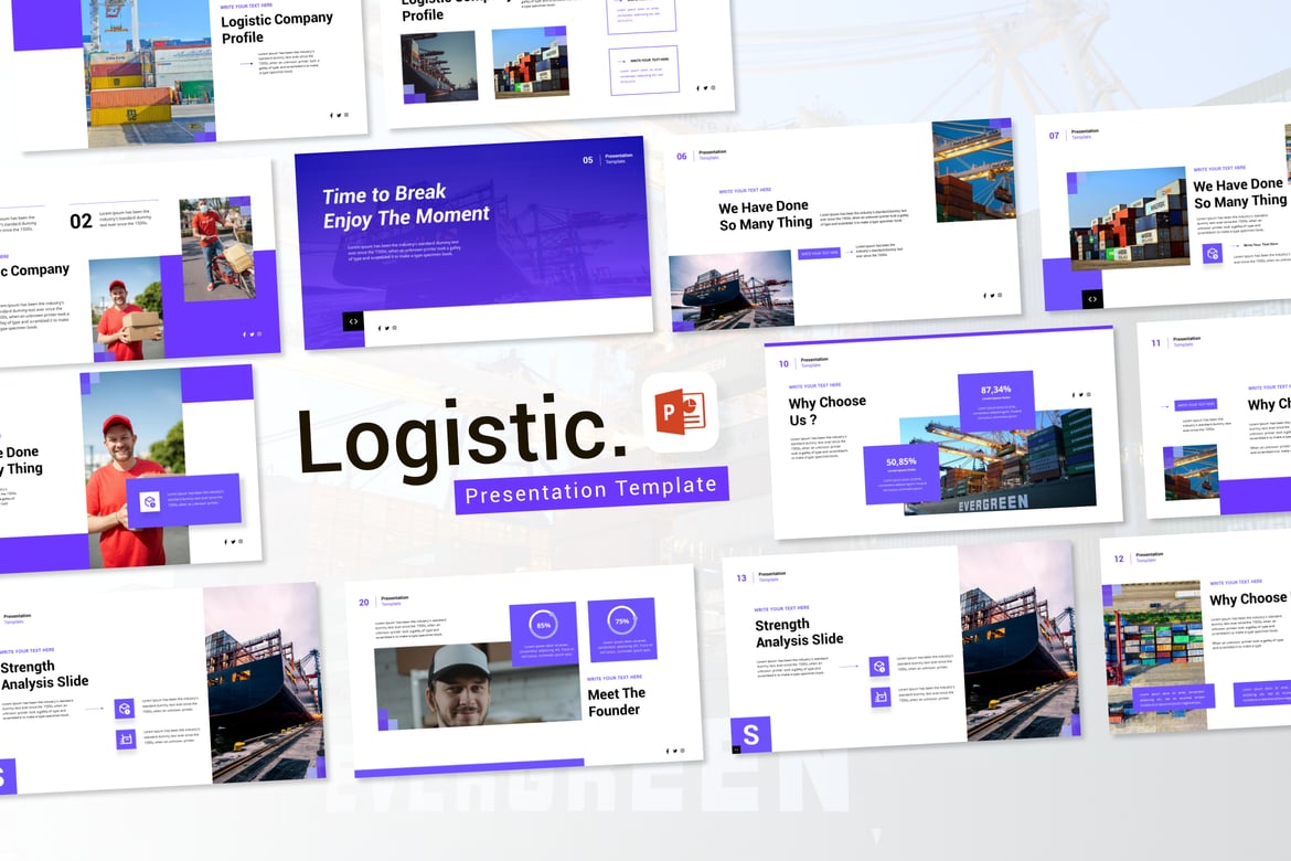 Template Powerpoint Logistik yang Modern dan Profesional