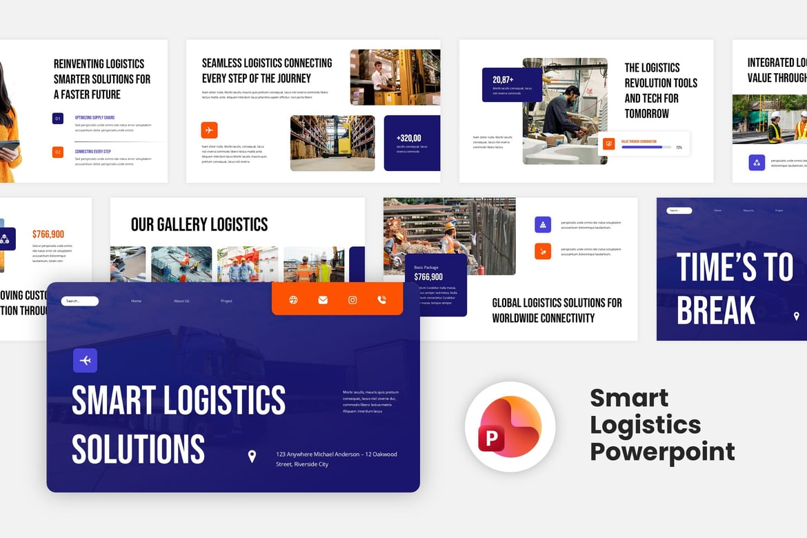Template PowerPoint Solusi Logistik yang Kreatif dan Fleksibel
