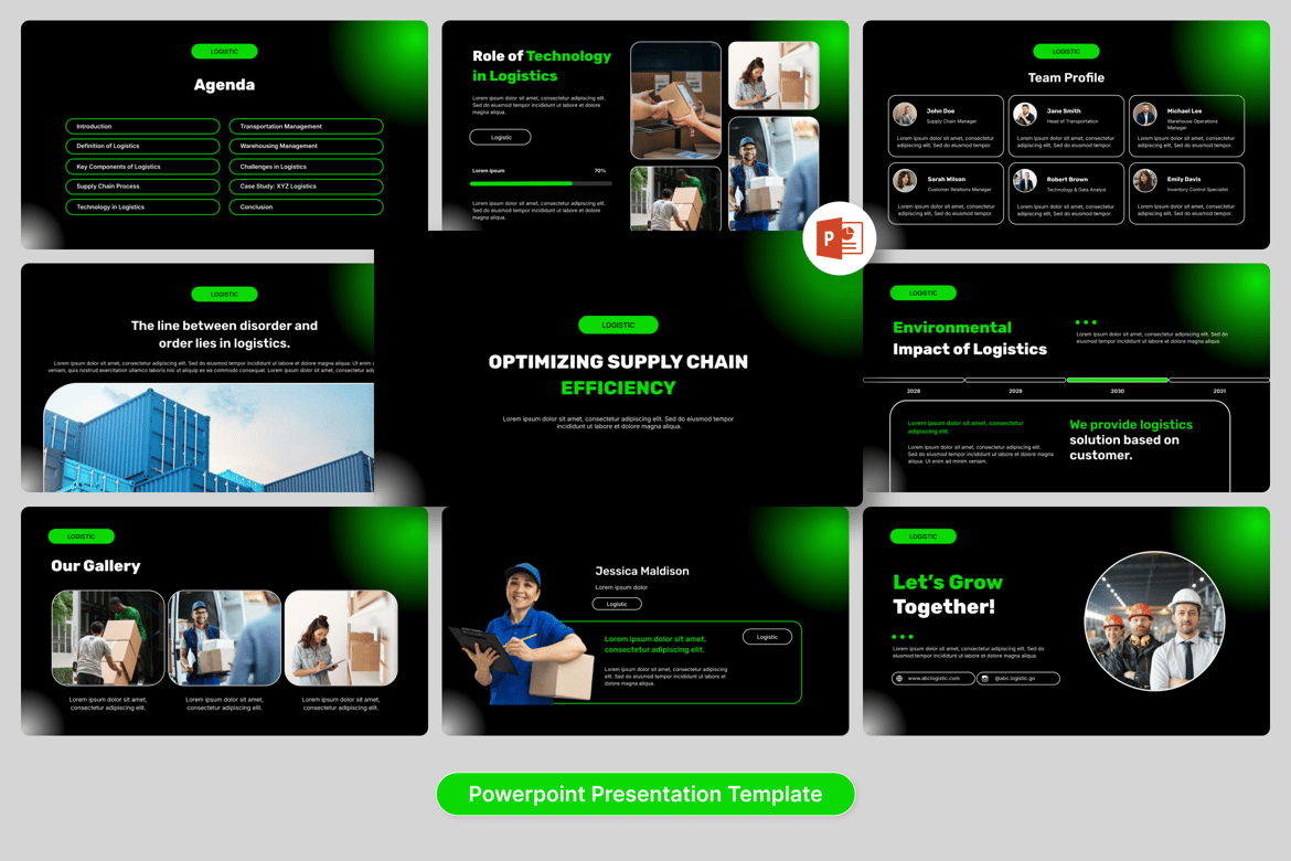 Template PowerPoint Rantai Pasokan Logistik yang Menarik