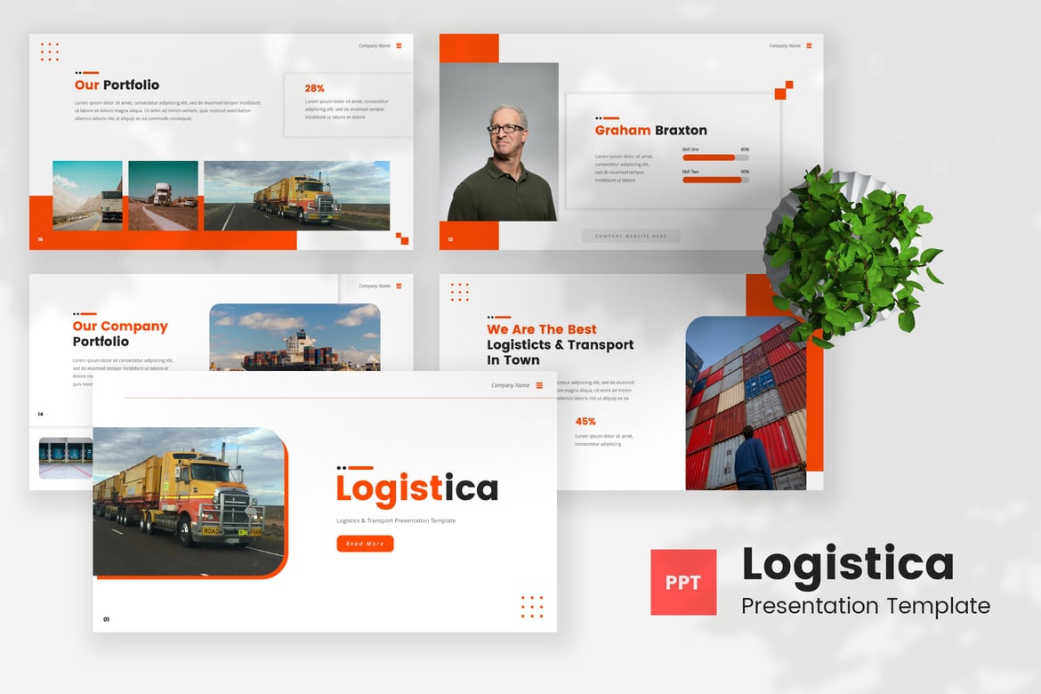 Logistica — Template Presentasi PowerPoint untuk Logistik dan Transportasi